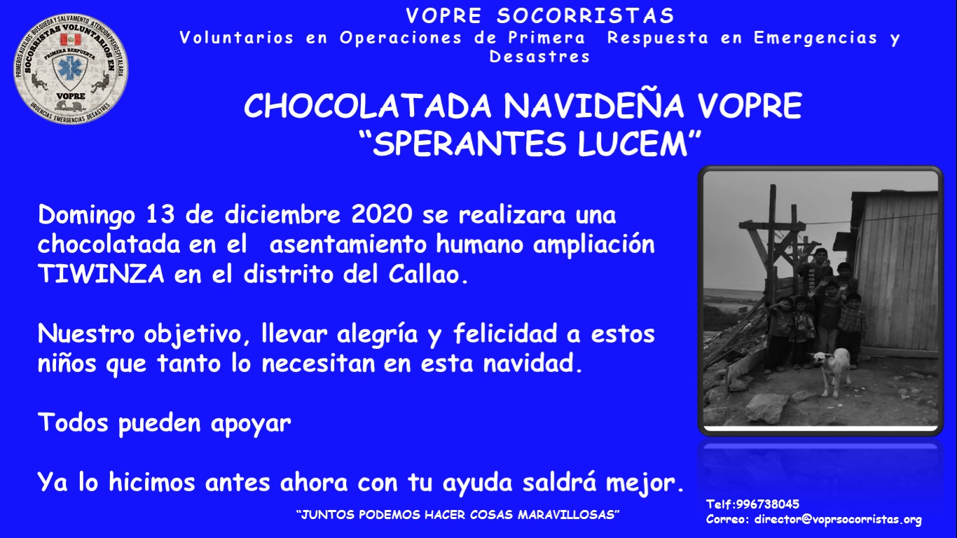 CHOCOLATADA NAVIDEÑA VOPRE SPERANTES LUCEM 2020 – VOPRE