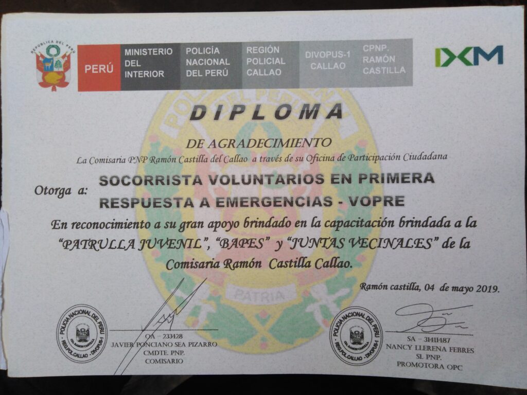 Diploma de Agradecimiento PNP 05 2019 1